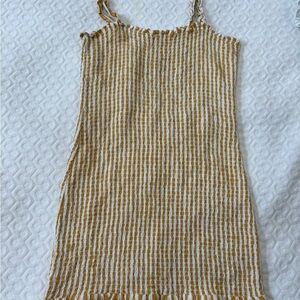 Bershka Mustard and Cream Striped Top